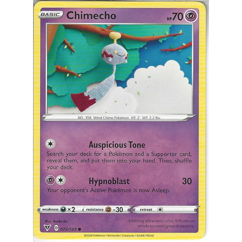 Pokemon Trading Card Game 072/185 Chimecho | Common Card | SWSH-04 Vivid Voltage