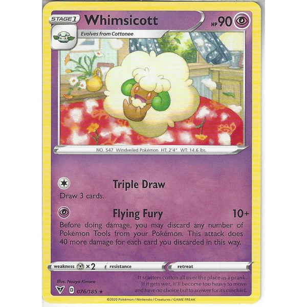 Pokemon Trading Card Game 076/185 Whimsicott | Rare Card | SWSH-04 Vivid Voltage
