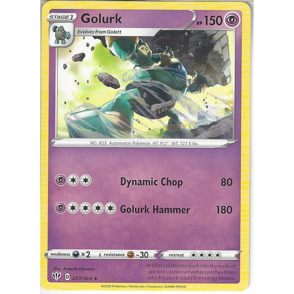 Pokemon Trading Card Game 077/189 Golurk | Rare Card | SWSH-03 Darkness Ablaze