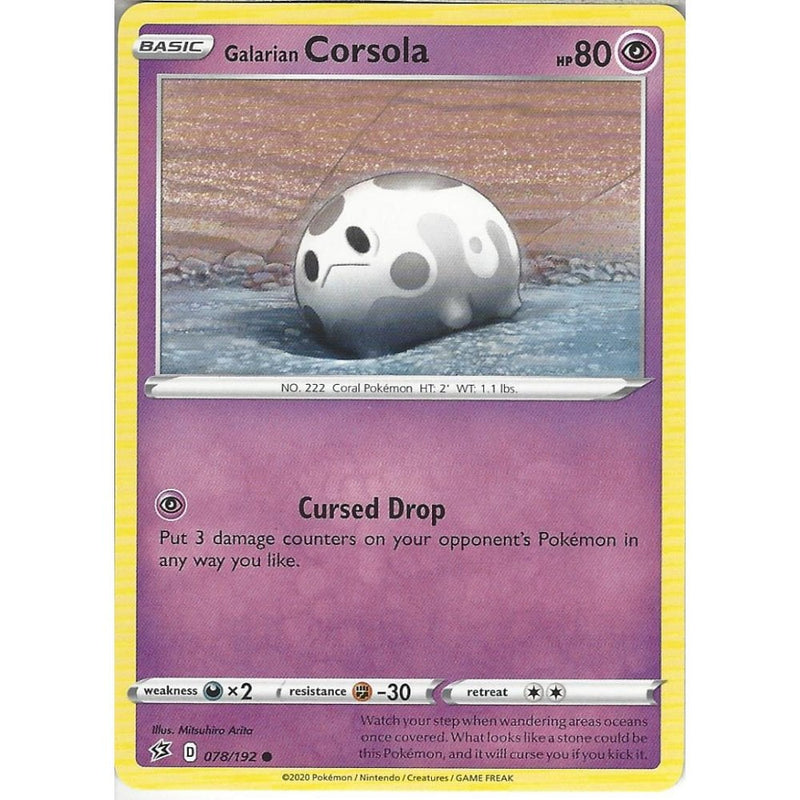 Pokemon Trading Card Game 078/192 Galarian Corsola | Common Card | Sword &amp; Shield Rebel Clash