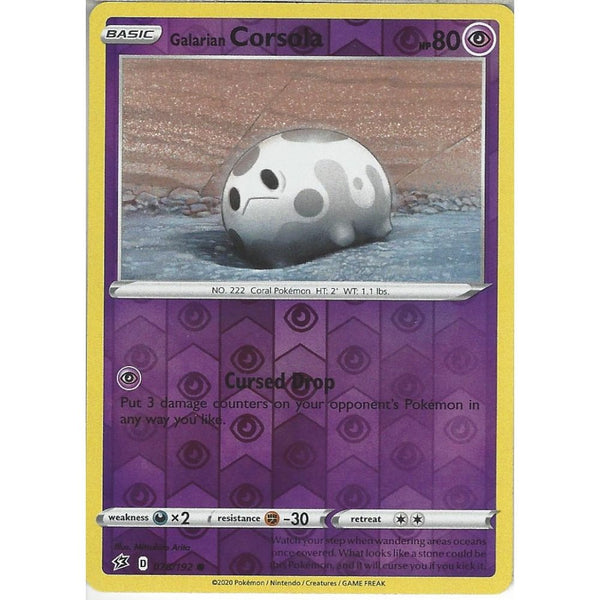 Pokemon Trading Card Game 078/192 Galarian Corsola | Common Reverse Holo Card | Sword &amp; Shield Rebel Clash