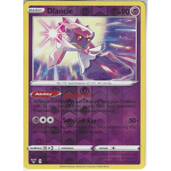 Pokemon Trading Card Game 079/185 Diancie | Rare Reverse Holo Card | SWSH-04 Vivid Voltage