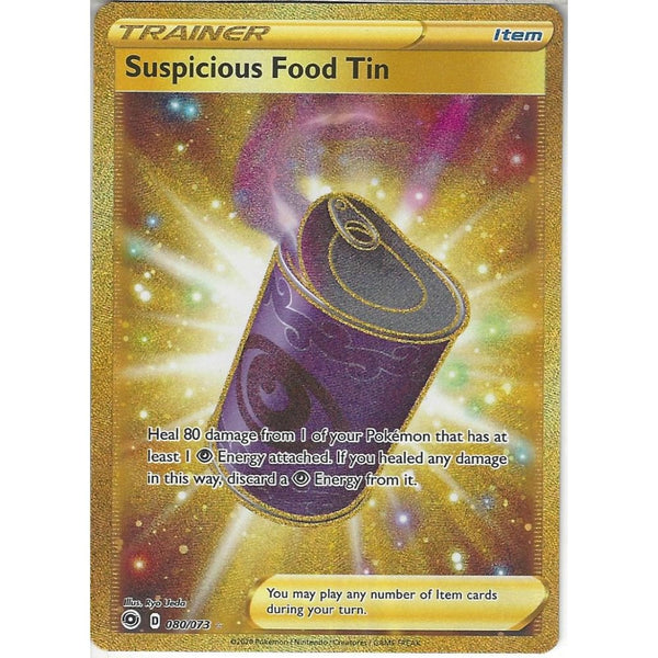Pokemon Trading Card Game 080/073 Suspicious Food Tin | Secret Rare Card | SWSH3.5 Champion's Path