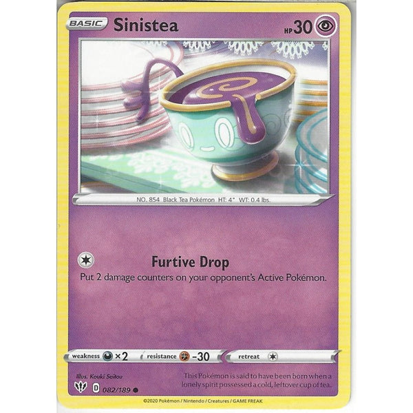 Pokemon Trading Card Game 082/189 Sinistea | Common Card | SWSH-03 Darkness Ablaze