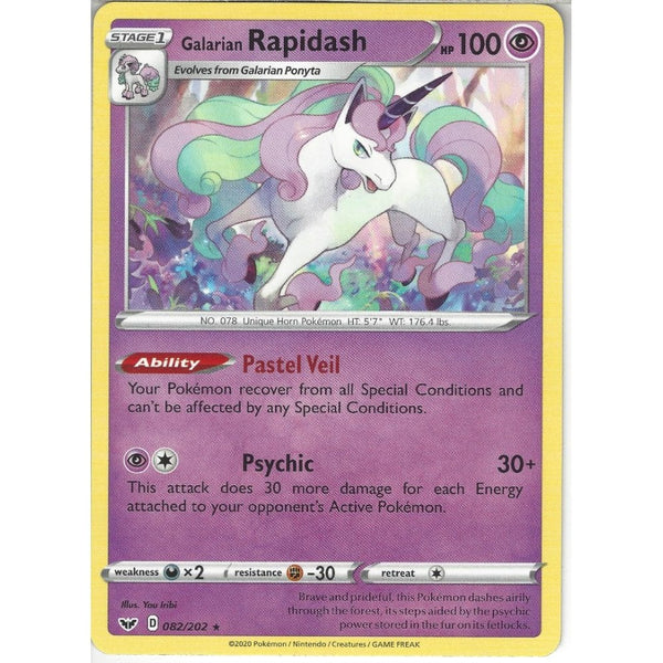 Pokemon Trading Card Game 082/202 Galarian Rapidash | Rare Card | Sword &amp; Shield (Base Set)