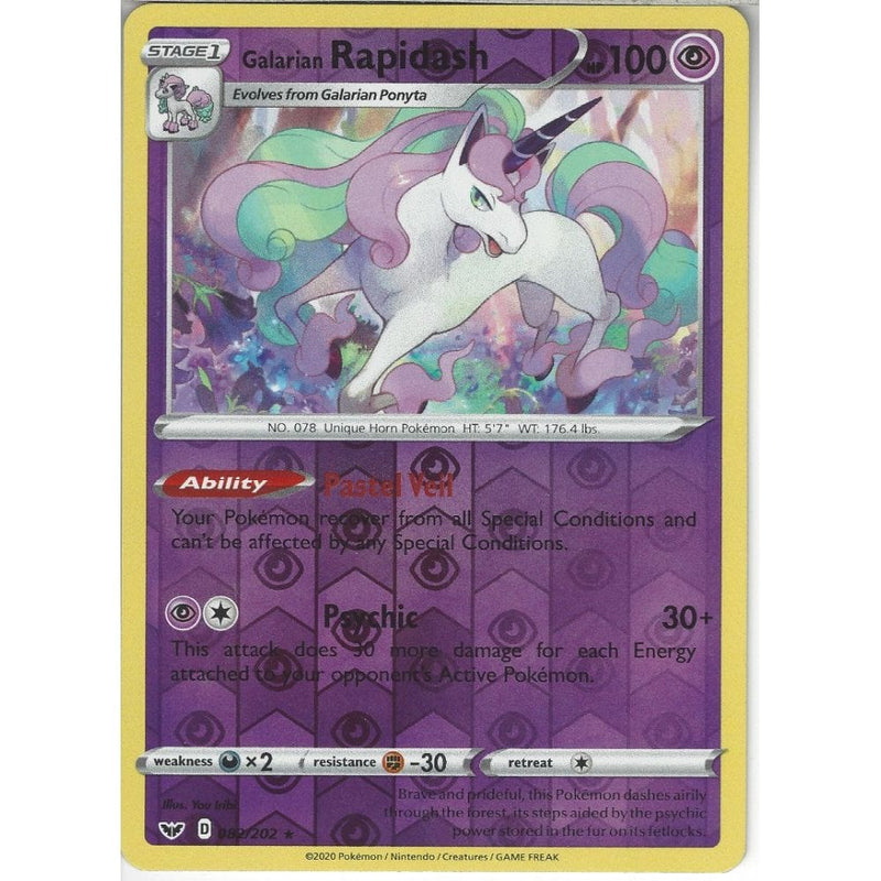 082/202 Galarian Rapidash | Rare Reverse Holo Card | Sword & Shield (B - Recaptured LTD 082/202 Galarian Rapidash | Rare Reverse Holo Card | Sword & Shield (B - Recaptured LTD