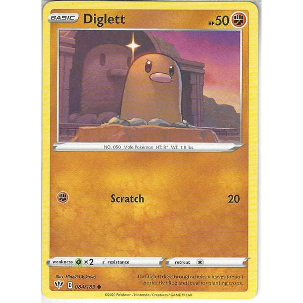 Pokemon Trading Card Game 084/189 Diglett | Common Card | SWSH-03 Darkness Ablaze