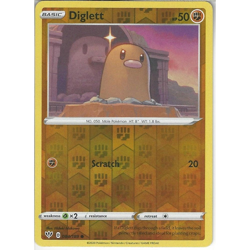 084/189 Diglett | Common Reverse Holo Card | SWSH-03 Darkness Ablaze - Recaptured LTD 084/189 Diglett | Common Reverse Holo Card | SWSH-03 Darkness Ablaze - Recaptured LTD