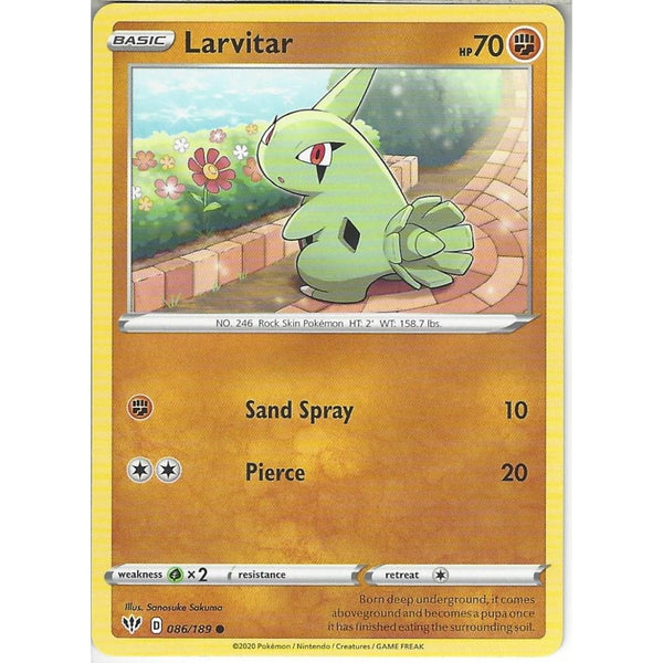Pokemon Trading Card Game 086/189 Larvitar | Common Card | SWSH-03 Darkness Ablaze
