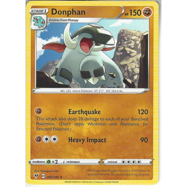 Pokemon Trading Card Game 087/185 Donphan | Rare Card | SWSH-04 Vivid Voltage