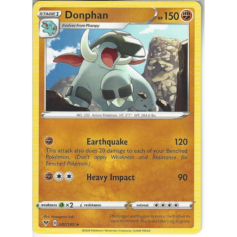 Pokemon Trading Card Game 087/185 Donphan | Rare Card | SWSH-04 Vivid Voltage