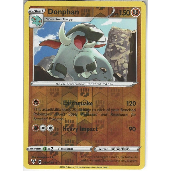 Pokemon Trading Card Game 087/185 Donphan | Rare Reverse Holo Card | SWSH-04 Vivid Voltage