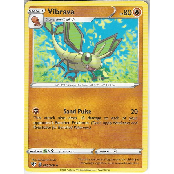 Pokemon Trading Card Game 090/189 Vibrava | Uncommon Card | SWSH-03 Darkness Ablaze