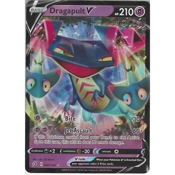 Pokemon Trading Card Game 092/192 Dragapult V | Rare Holo V Card | Sword &amp; Shield Rebel Clash
