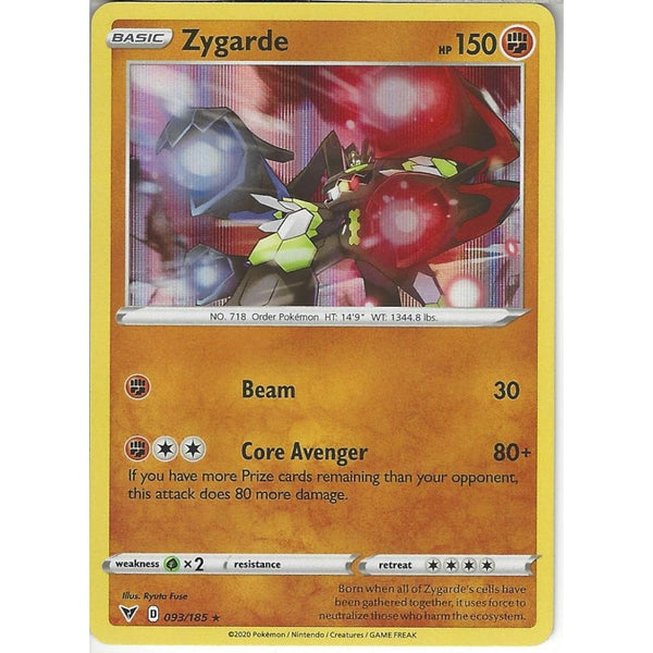 Pokemon Trading Card Game 093/185 Zygarde | Rare Holo Card | SWSH-04 Vivid Voltage