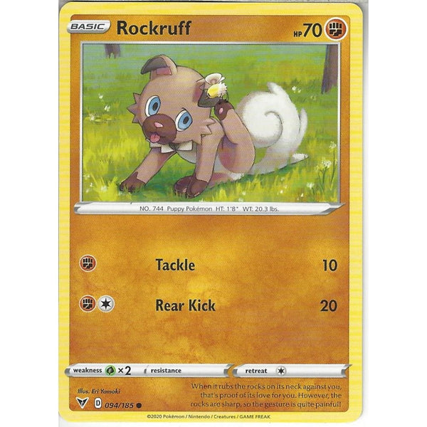 Pokemon Trading Card Game 094/185 Rockruff | Common Card | SWSH-04 Vivid Voltage