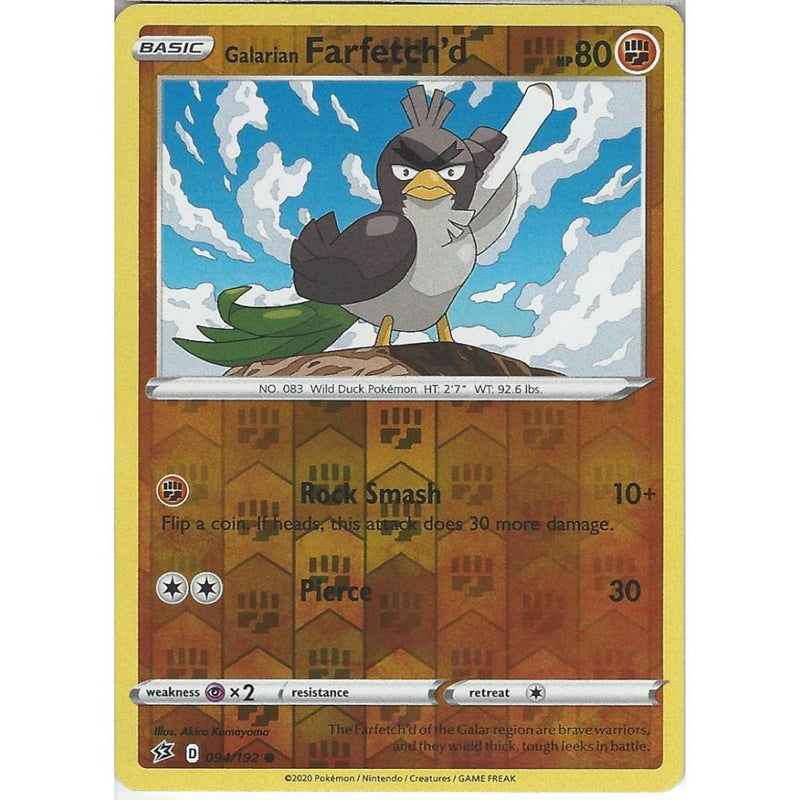 094/192 Galarian Farfetch'd | Common Reverse Holo Card | Sword & Shiel - Recaptured LTD 094/192 Galarian Farfetch'd | Common Reverse Holo Card | Sword & Shiel - Recaptured LTD