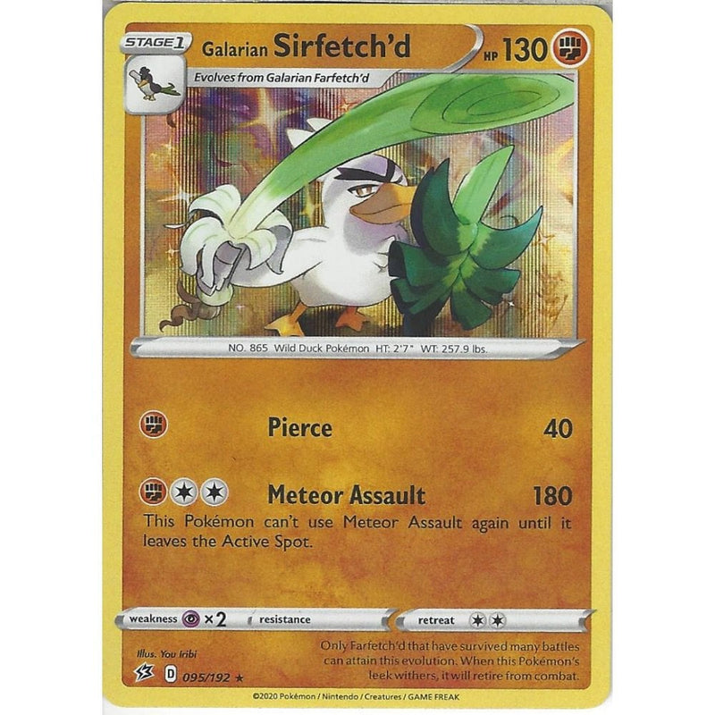 095/192 Galarian Sirfetch'd | Rare Holo Card | Sword & Shield Rebel Cl - Recaptured LTD 095/192 Galarian Sirfetch'd | Rare Holo Card | Sword & Shield Rebel Cl - Recaptured LTD