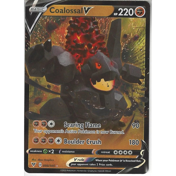 Pokemon Trading Card Game 098/185 Coalossal V | Rare Holo V Card | SWSH-04 Vivid Voltage