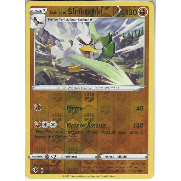 Pokemon Trading Card Game 098/189 Galarian Sirfetch'd | Rare Reverse Holo Card | SWSH-03 Darkness Ablaze