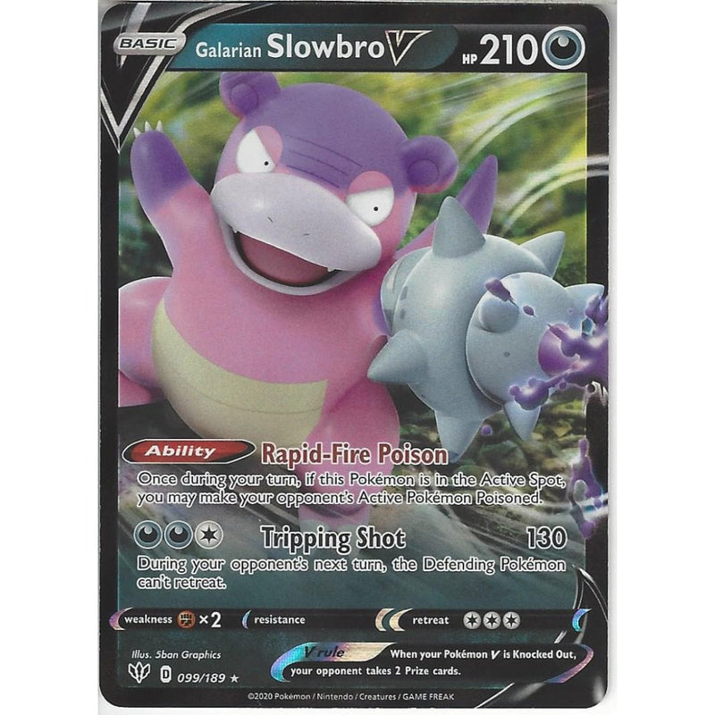 099/189 Galarian Slowbro V | Rare Holo V Card | SWSH-03 Darkness Ablaz