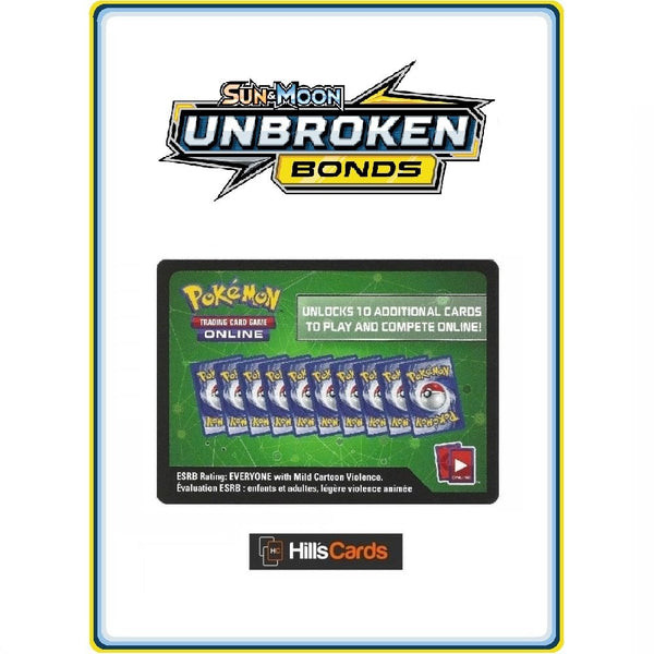 1 x Sun &amp; Moon Unbroken Bonds Online Code Card Booster Codes TCGO SM-10