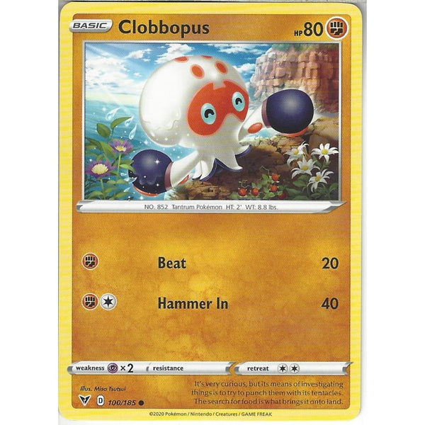 Pokemon Trading Card Game 100/185 Clobbopus | Common Card | SWSH-04 Vivid Voltage