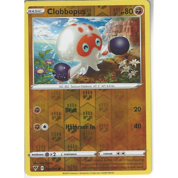 Pokemon Trading Card Game 100/185 Clobbopus | Common Reverse Holo Card | SWSH-04 Vivid Voltage