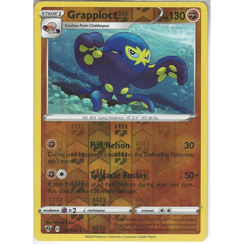 Pokemon Trading Card Game 101/185 Grapploct | Rare Reverse Holo Card | SWSH-04 Vivid Voltage