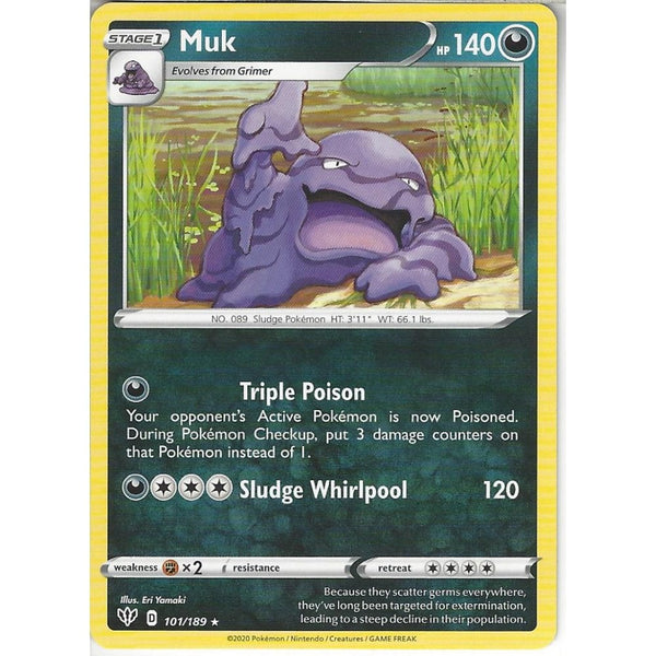 Pokemon Trading Card Game 101/189 Muk | Rare Card | SWSH-03 Darkness Ablaze