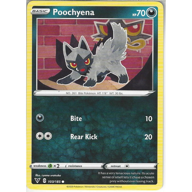 Pokemon Trading Card Game 103/185 Poochyena | Common Card | SWSH-04 Vivid Voltage