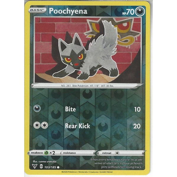 Pokemon Trading Card Game 103/185 Poochyena | Common Reverse Holo Card | SWSH-04 Vivid Voltage