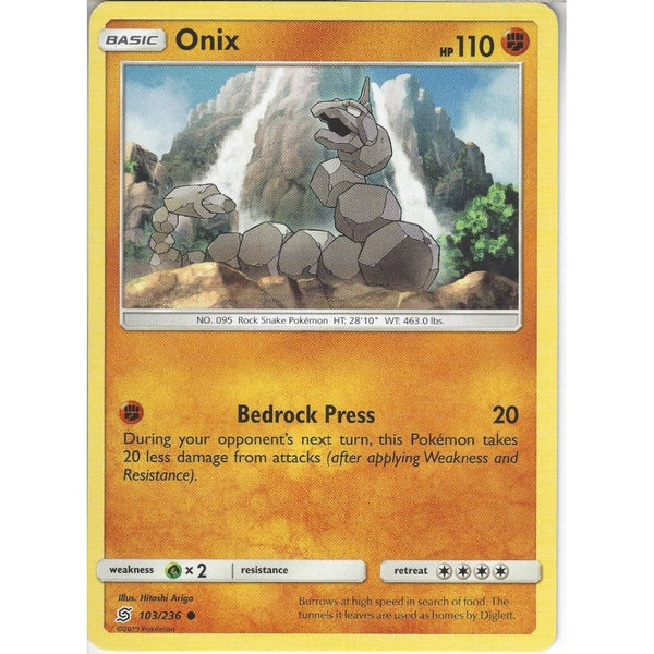 Pokemon Trading Card Game 103/236 Onix | Common Card | SM11 Unified Minds