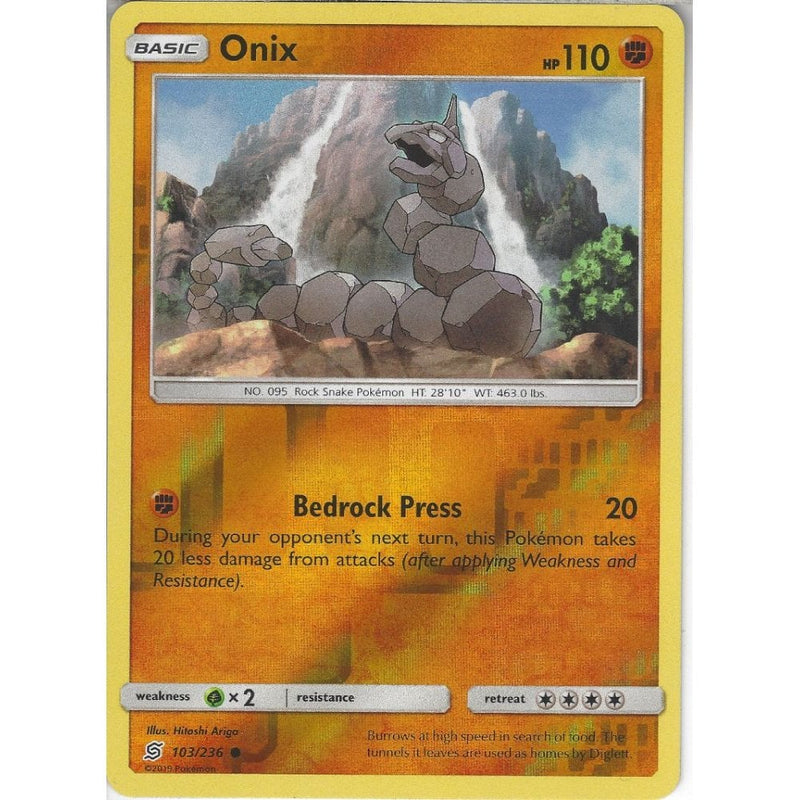 onix pokemon card holographic - 105/236 - Cosmic Eclipse 103/236 Onix | Common Reverse