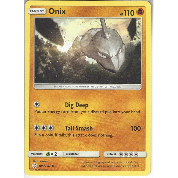 Pokemon Trading Card Game 105/236 Onix | Common Card | SM12 Cosmic Eclipse