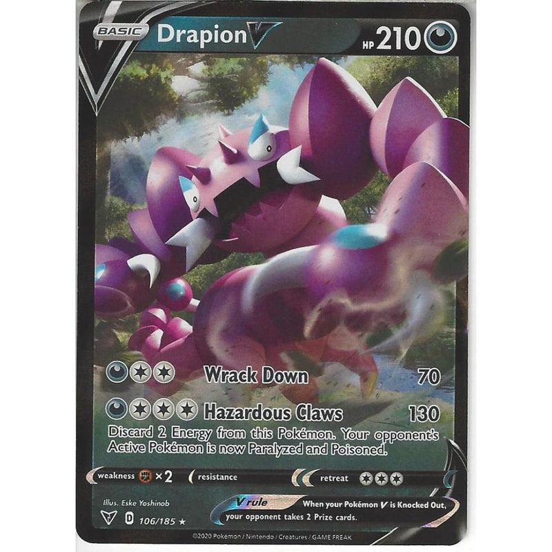 Pokemon Trading Card Game 106/185 Drapion V | Rare Holo V Card | SWSH-04 Vivid Voltage