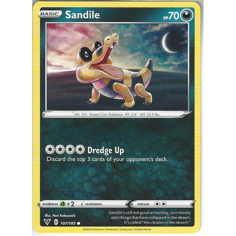 Pokemon Trading Card Game 107/185 Sandile | Common Card | SWSH-04 Vivid Voltage