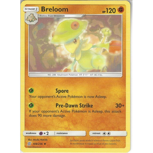 Pokemon Trading Card Game 108/236 Breloom | Uncommon Card | SM11 Unified Minds