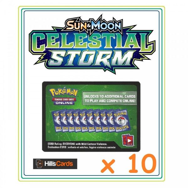 10x Pokemon Sun &amp; Moon Celestial Storm Online Code Cards Booster Codes TCGO SM-7