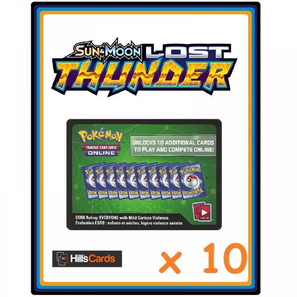 10x Sun &amp; Moon Lost Thunder Online Code Cards Booster Codes TCGO SM-8