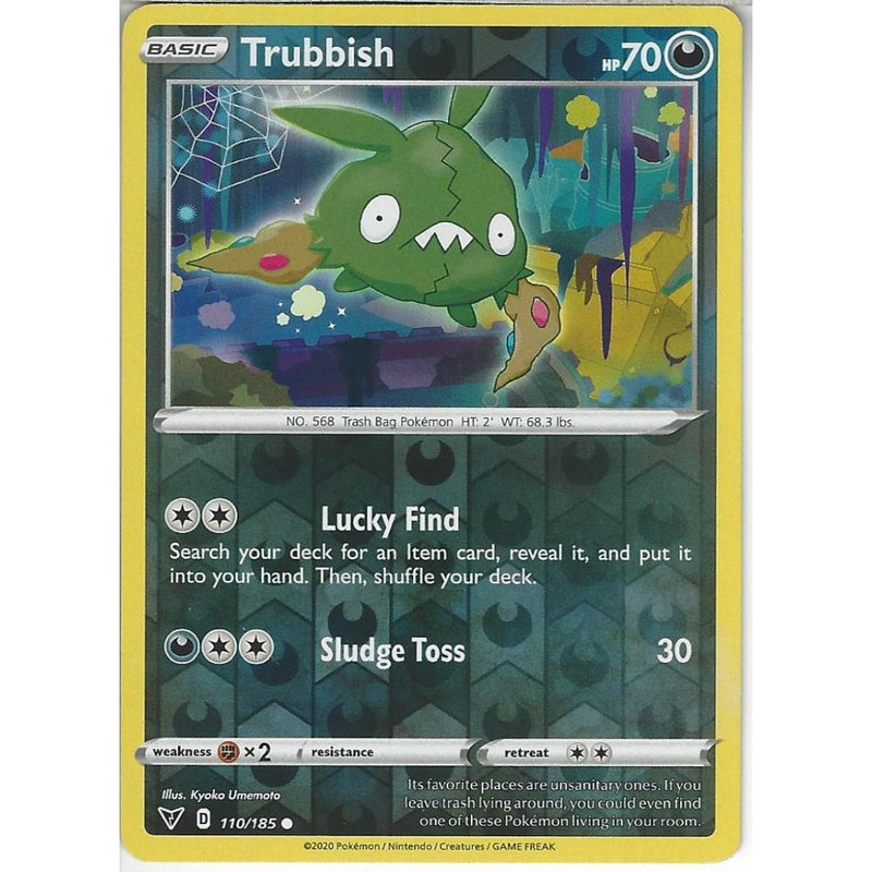 pokemon trubbish card 110/185 Trubbish | Common Reverse Holo Card | SWSH-04 Vivid Voltage