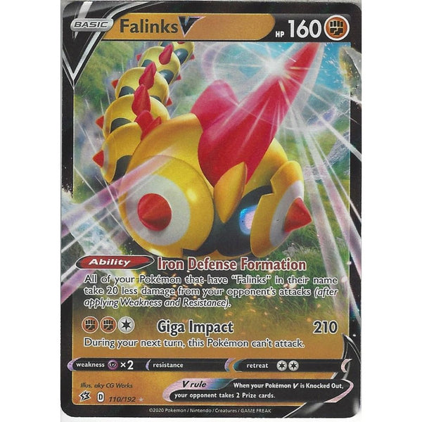 Pokemon Trading Card Game 110/192 Falinks V | Rare Holo V Card | Sword &amp; Shield Rebel Clash