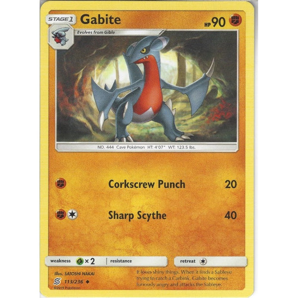 Pokemon Trading Card Game 113/236 Gabite | Uncommon Card | SM11 Unified Minds