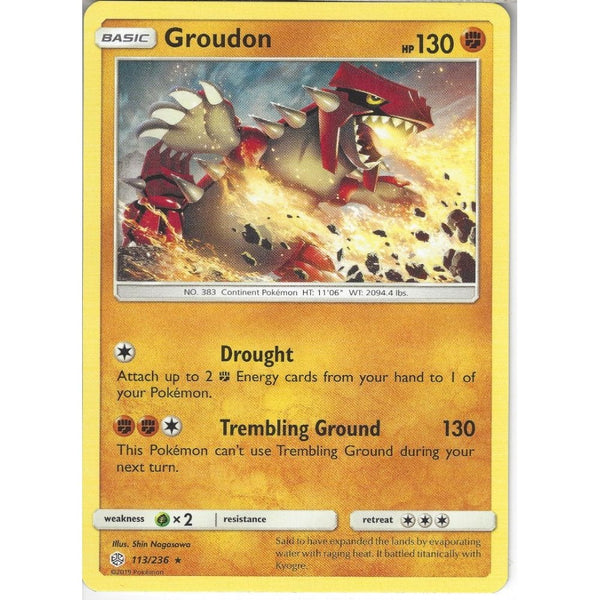 Pokemon Trading Card Game 113/236 Groudon | Rare Card | SM12 Cosmic Eclipse