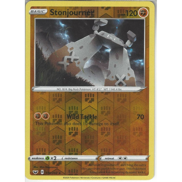 Pokemon Trading Card Game 114/202 Stonjourner | Rare Reverse Holo Card | Sword &amp; Shield (Base Set)