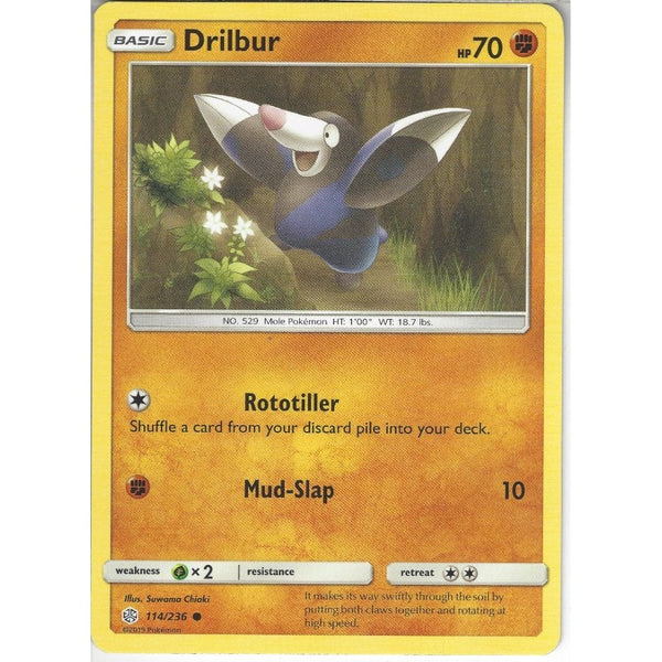 Pokemon Trading Card Game 114/236 Drilbur | Common Card | SM12 Cosmic Eclipse