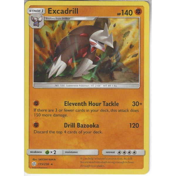 Pokemon Trading Card Game 115/236 Excadrill | Rare Holo Card | SM12 Cosmic Eclipse