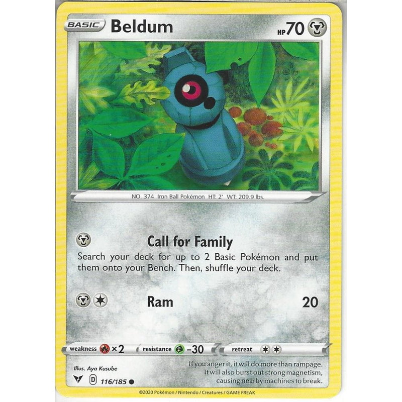 Pokemon Trading Card Game 116/185 Beldum | Common Card | SWSH-04 Vivid Voltage