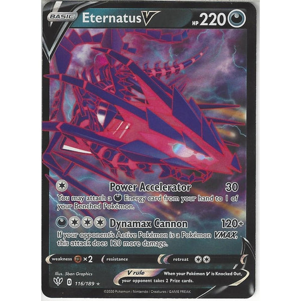Pokemon Trading Card Game 116/189 Eternatus V | Rare Holo V Card | SWSH-03 Darkness Ablaze