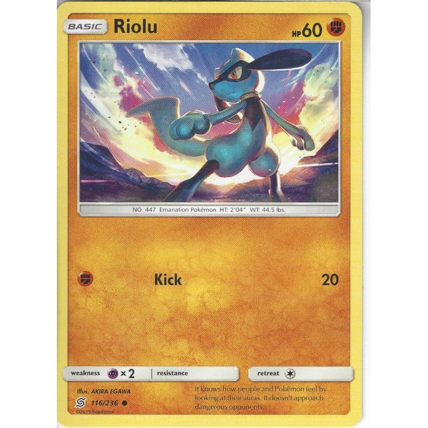 Pokemon Trading Card Game 116/236 Riolu | Common Card | SM11 Unified Minds